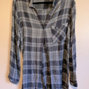 Black/grey flannel button-down